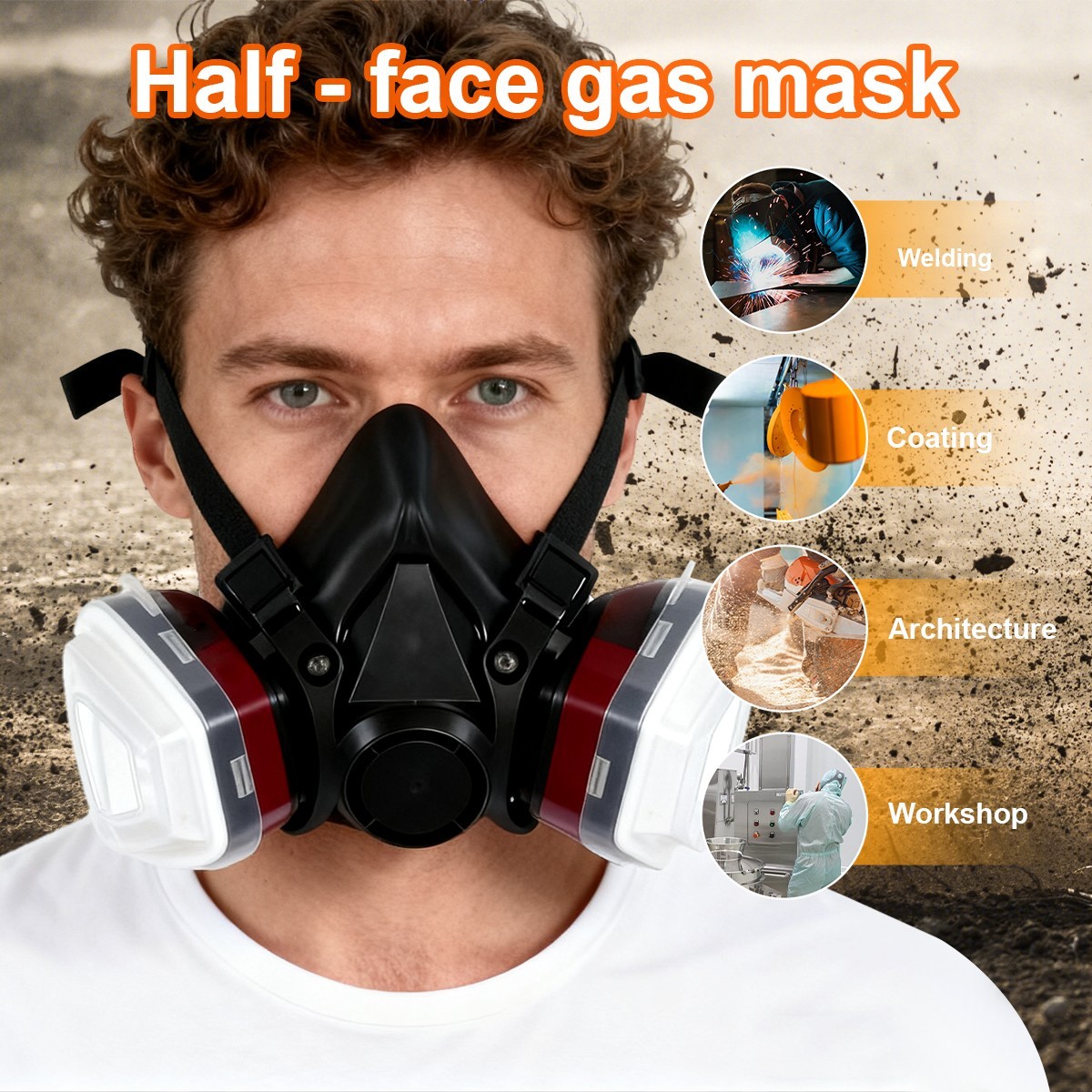 16in1 Half Face Gas Mask Respirator Safety Protect Painters Respirator for 6200