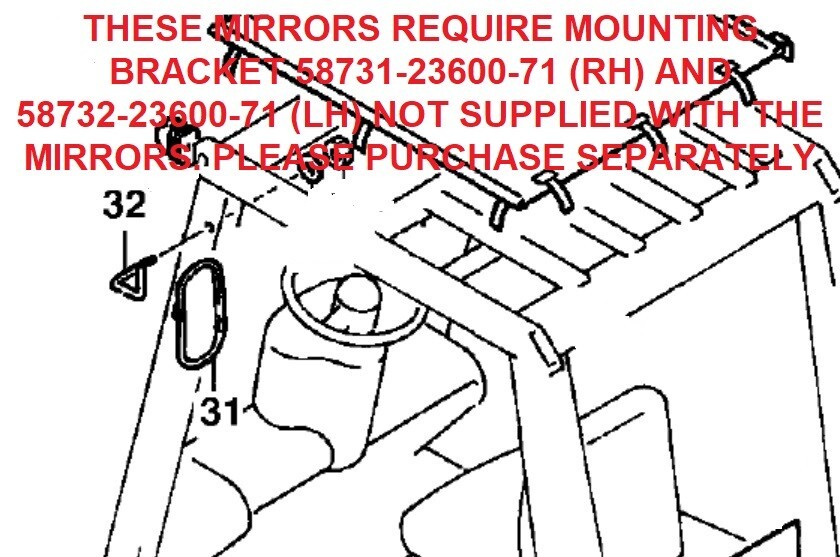 TRACTOR MIRROR 8″ X 4.3/4″ CLAMP MOUNT (FIX UP TO 1/2″ ROUND BRACKET) ER023