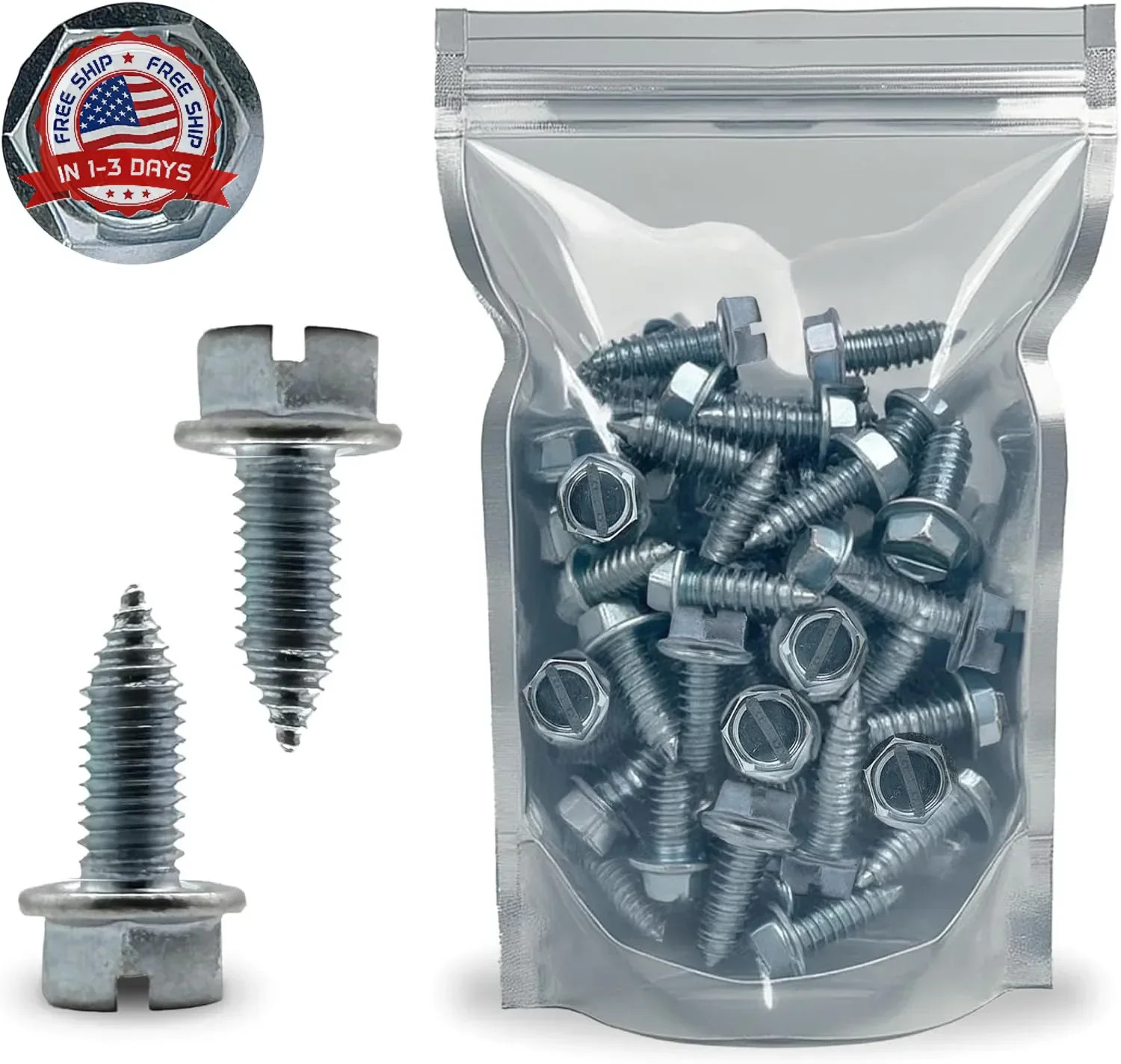 License Plate Screws – Slotted Hex Head – Metric – 6mm x 16mm – For Vehicles (10