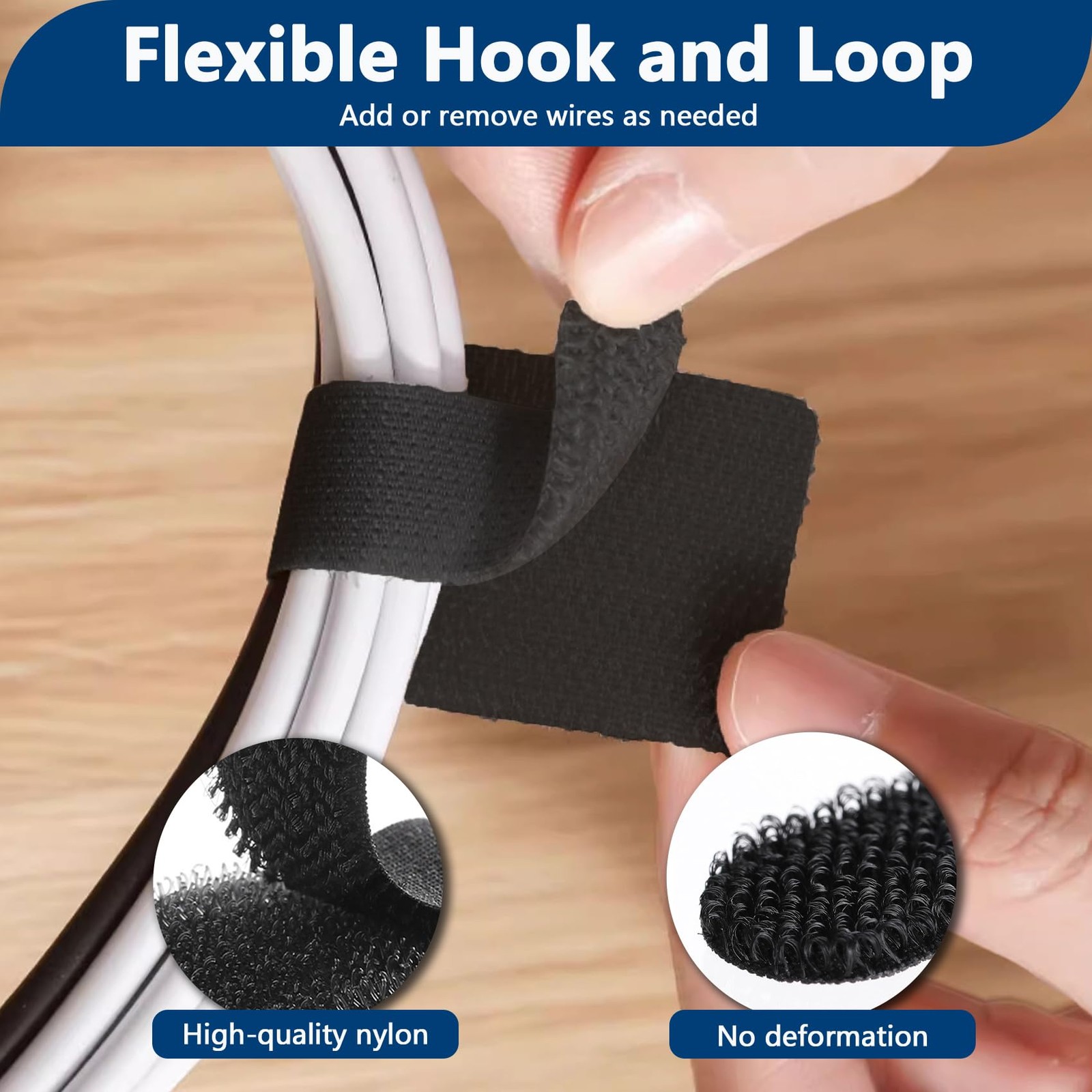 Abnii HookandLoop Cable Ties 50Pack