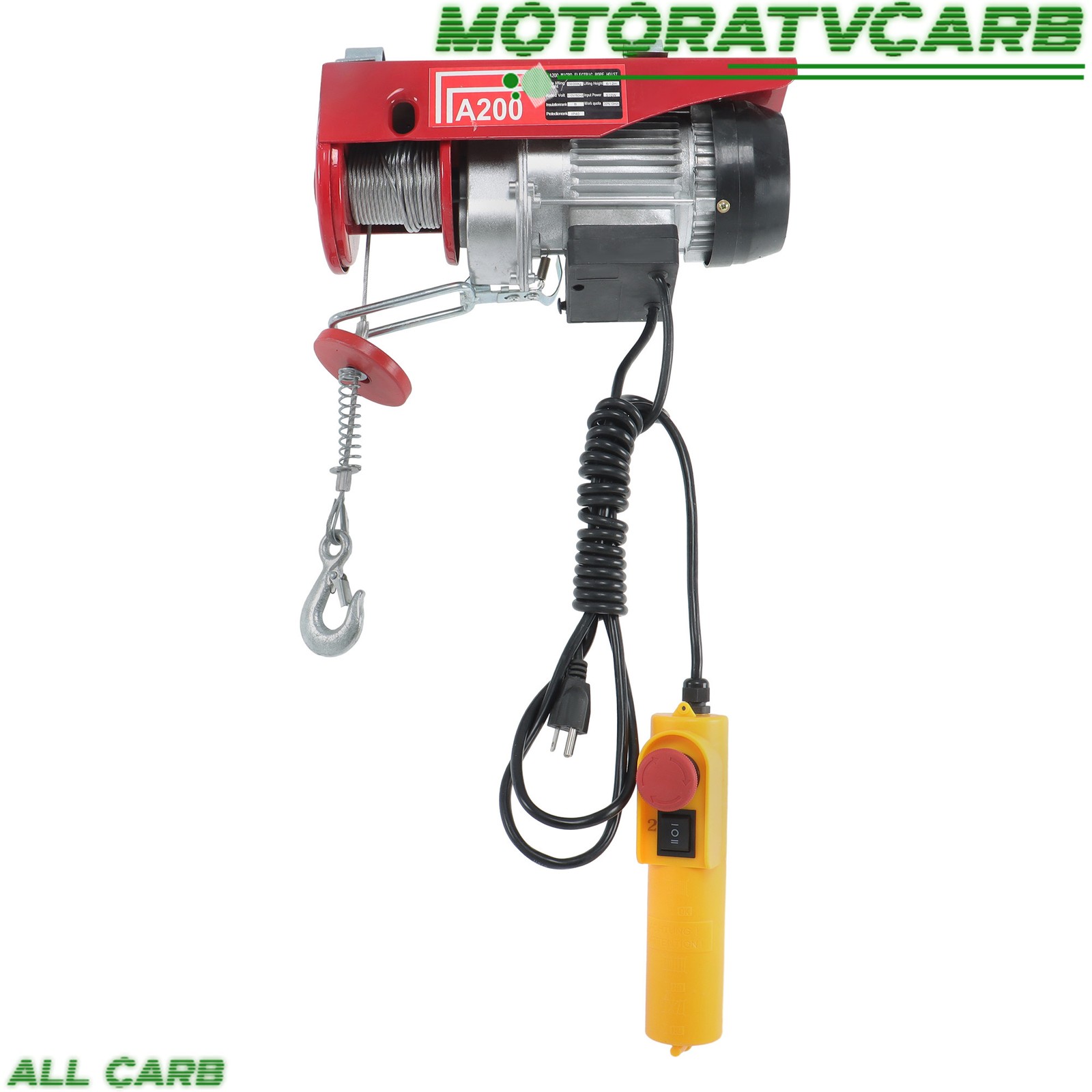 ALL-CARB 440lbs / 200kg Mini Electric Hoist 6.6 ft Wired Remote Control 110V
