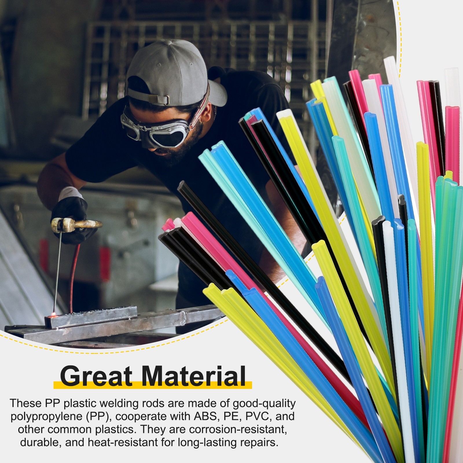 1set(50pcs) ABS Plastic Welding Rods 8inch Welding Strips Welder Rods, Beige