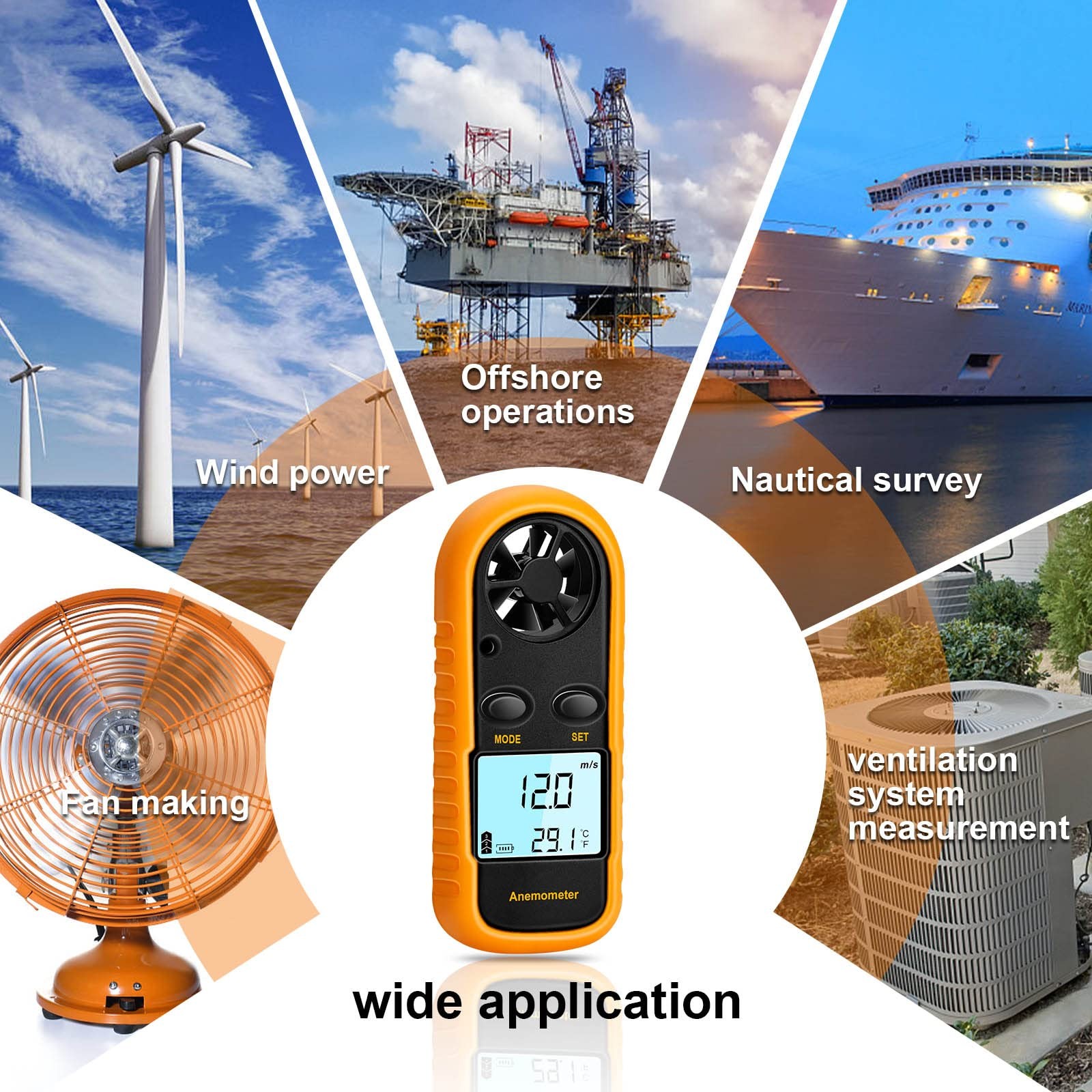 Anemometer Handheld, Light Weight Digital Wind Speed Meter, Wind Speed Temper…