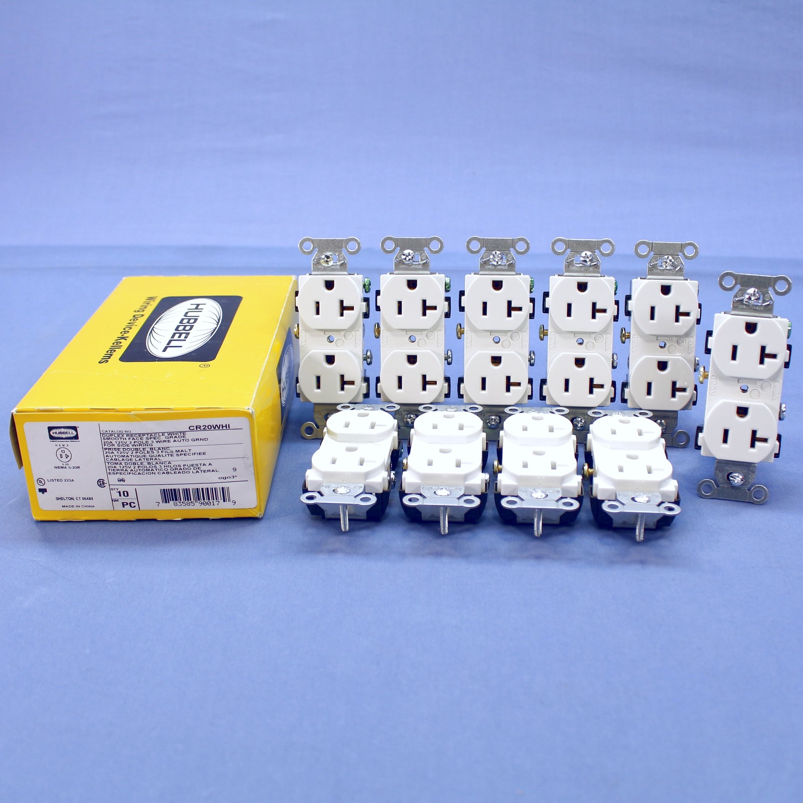10 Hubbell White COMMERCIAL Duplex Receptacle Outlets NEMA 5-20 20A 125V CR20WHI