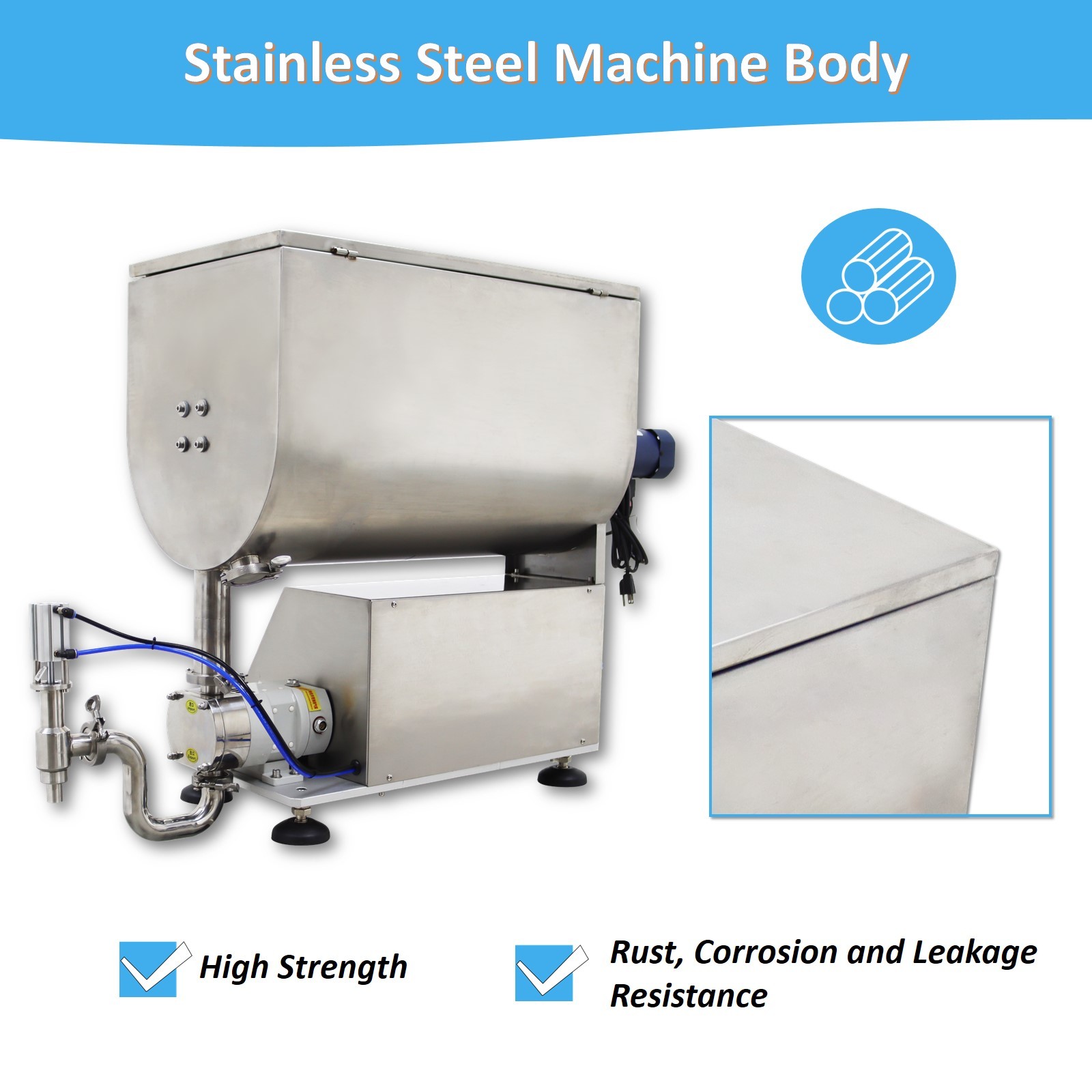 10-50000ml Rotary Pump Filling Machine Liquid Paste Filler 80L Mixing Hopper110V