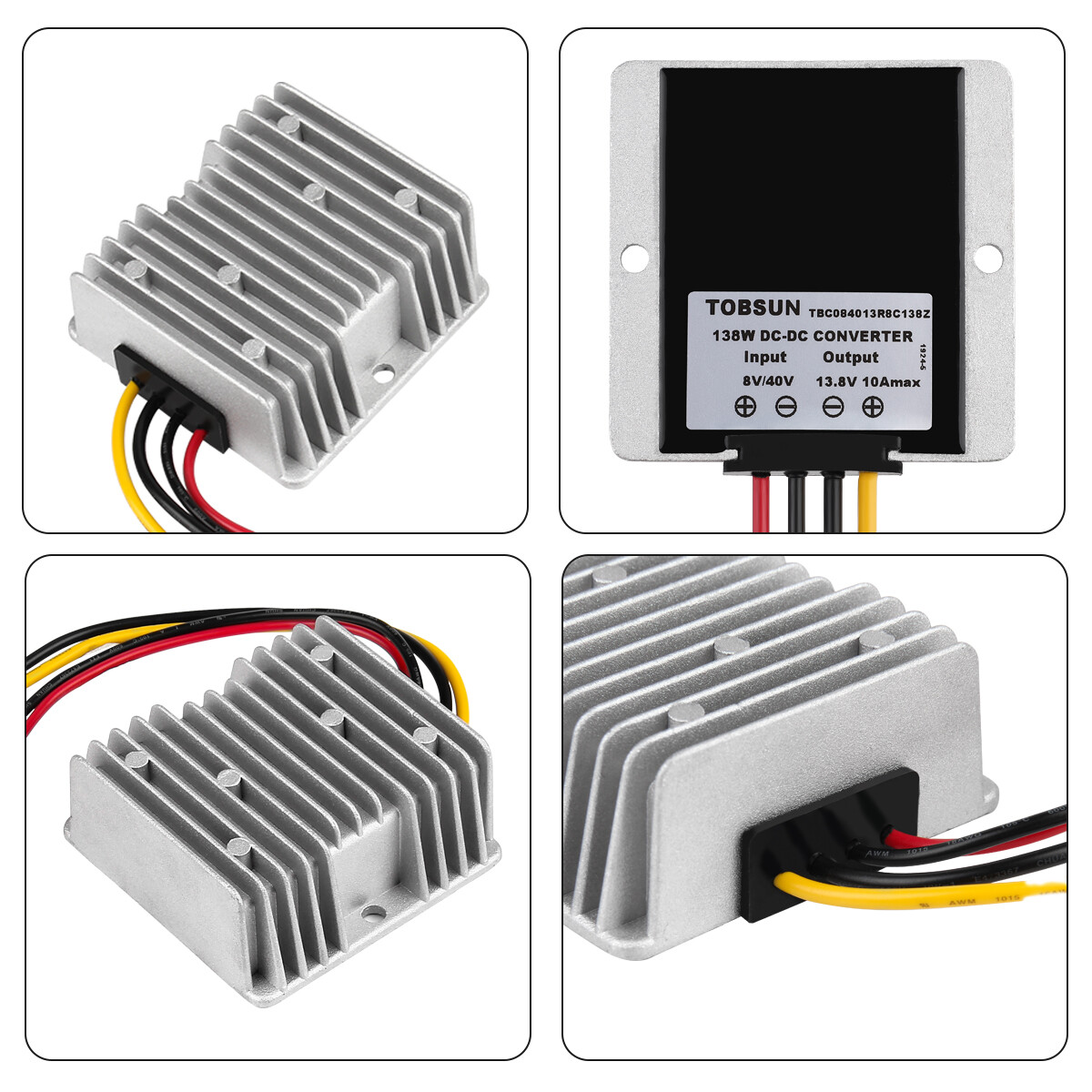 Voltage Reducer Power Converter DC 8V-40V to 13.8V 10A 138W Regulator Waterproof