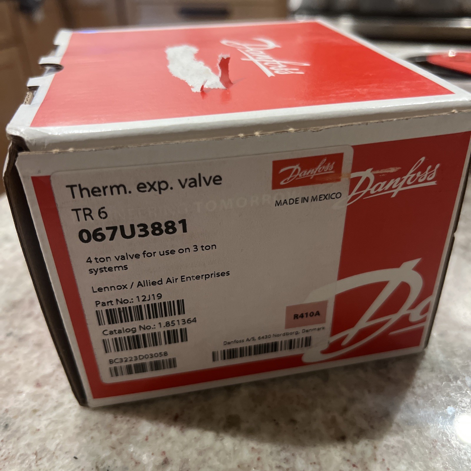 Lennox Danfoss 067U3881 12J19 Thermostatic Expansion Valve 4-3 ton R-410A