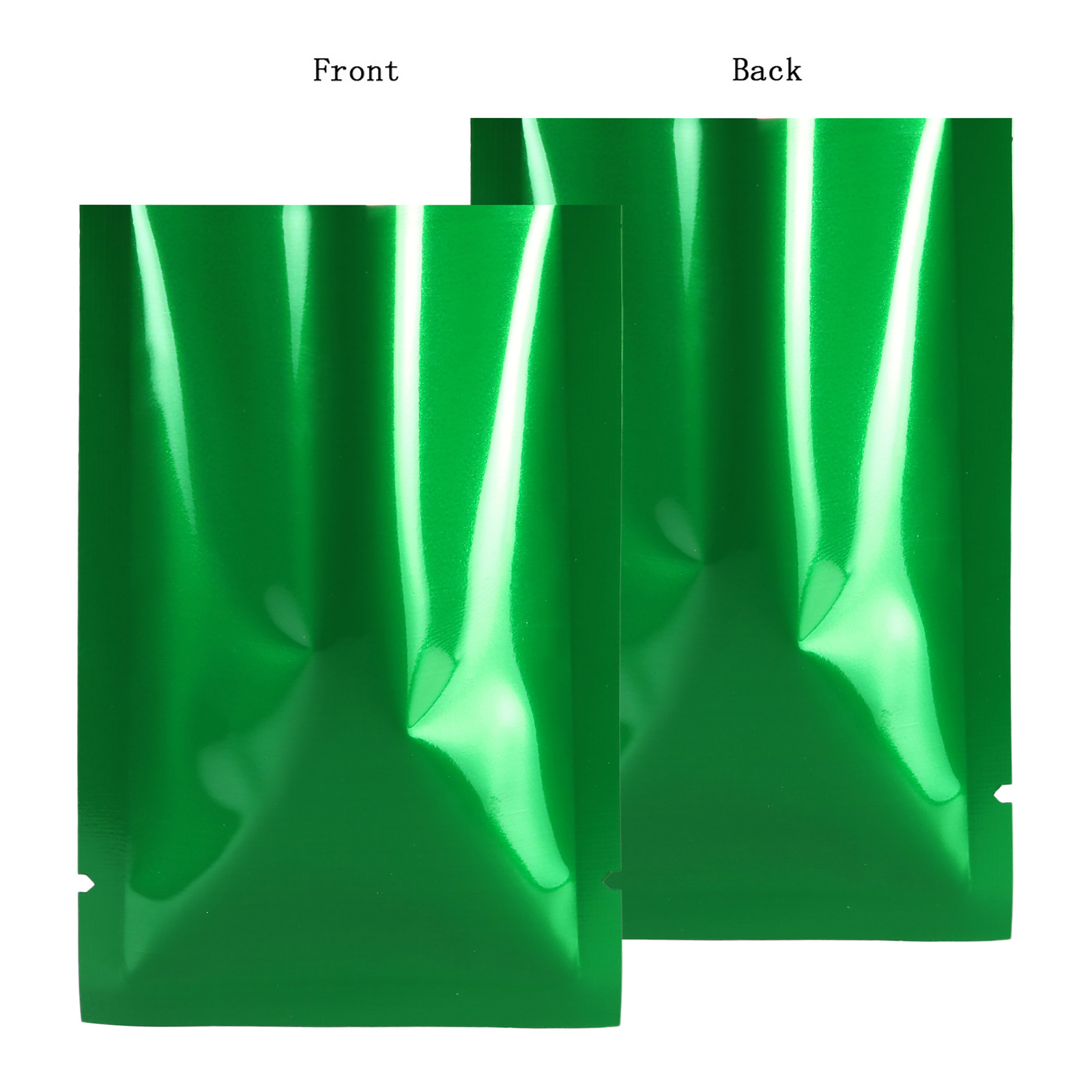2.25×3.5in Wholesale Green Silver Open Top Bag Pouch with Heat Seal Machine N07