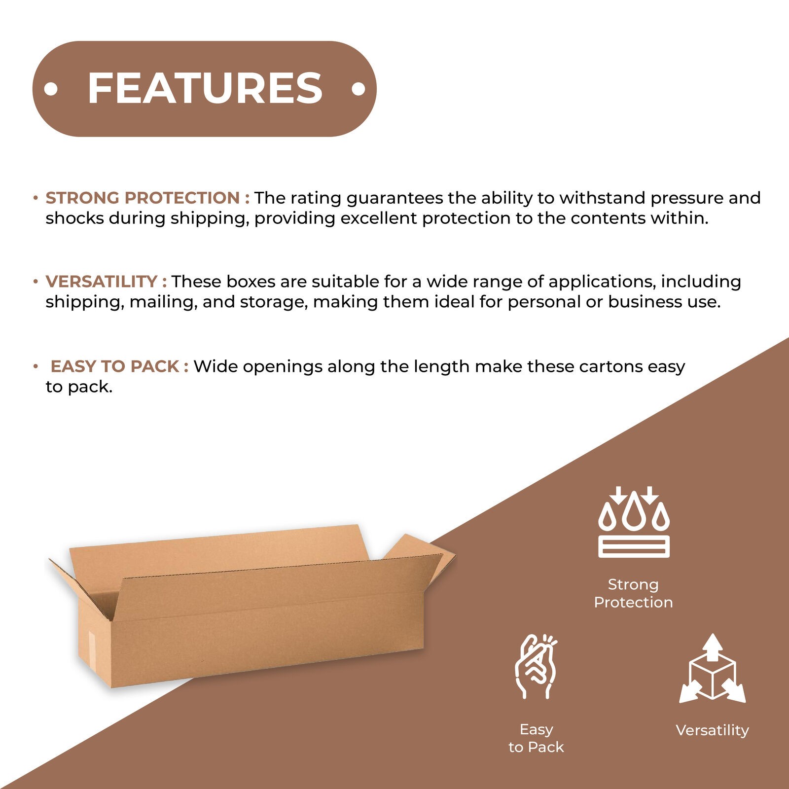 Shipping Boxes 30 x 8 x 8 Corrugated Kraft ECT 32 (Pack of 25)