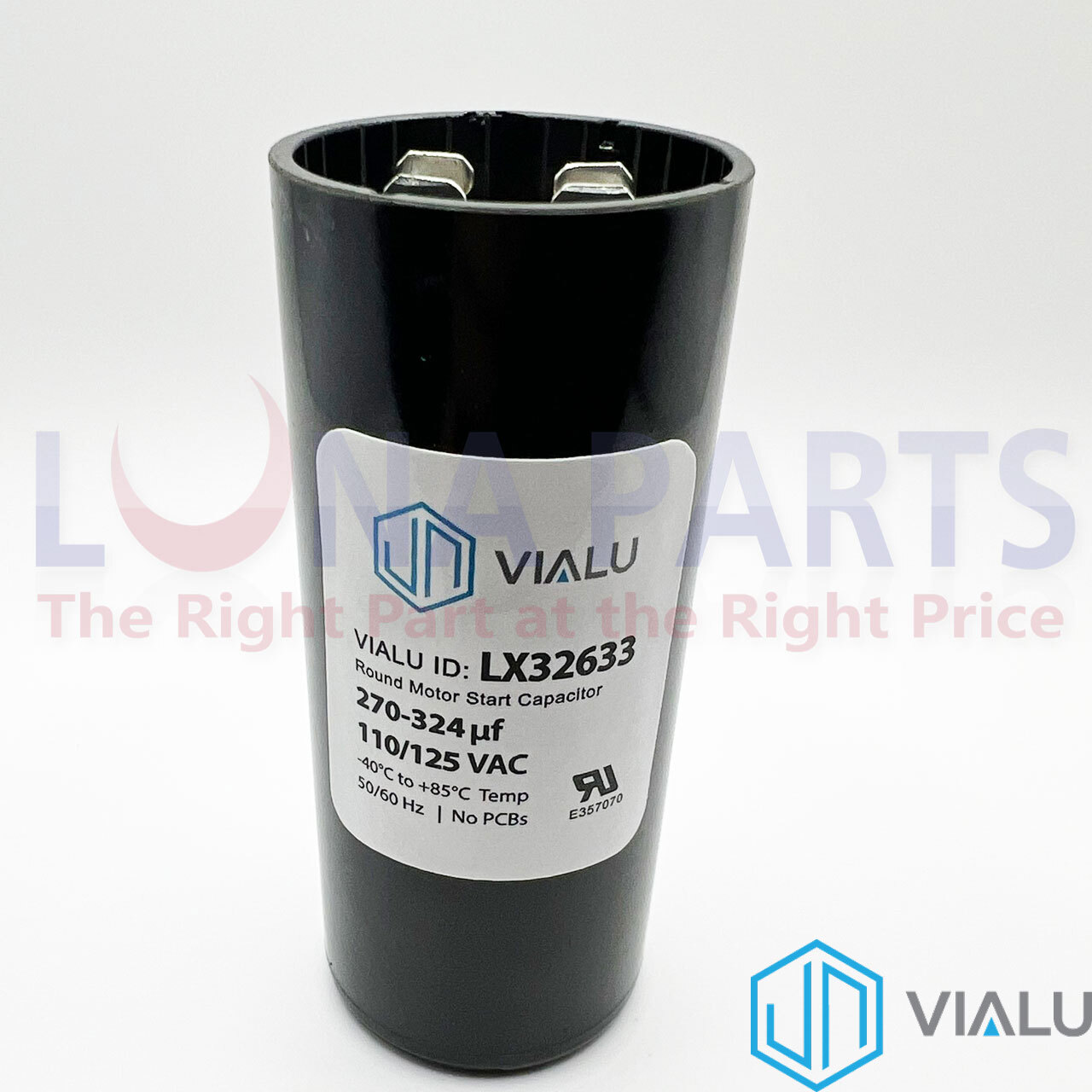 VIALU – 270-324 uf/MFD 110-125 VAC volts Round Start Capacitor 50/60 Hz