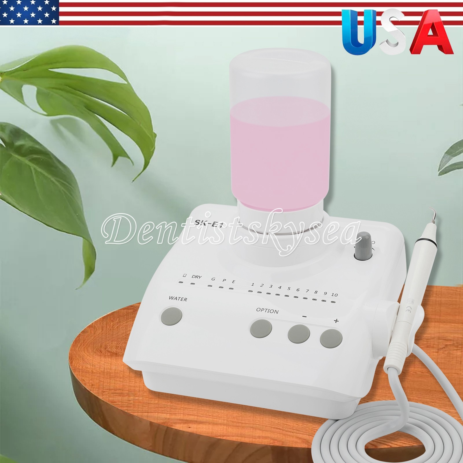 SKYSEA Dental Portable Ultrasonic Piezo Scaler 2*Bottles Tips Fit EMS Handpiece