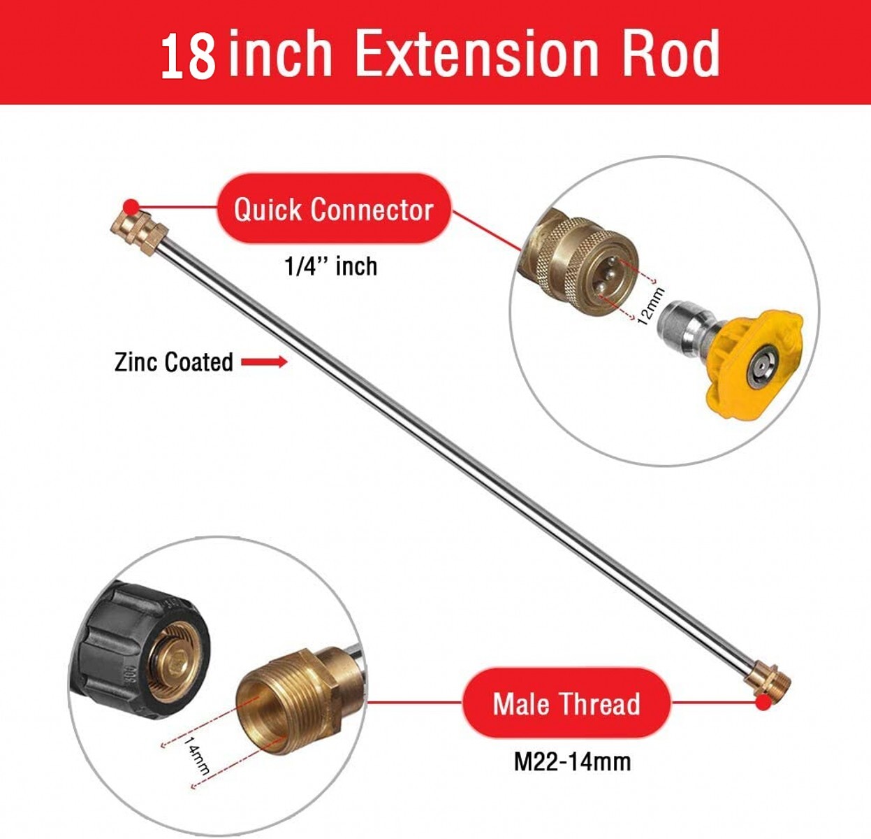 High Pressure 4000PSI Car Power Washer Gun Spray Wand Lance Nozzle + 50ft Hose
