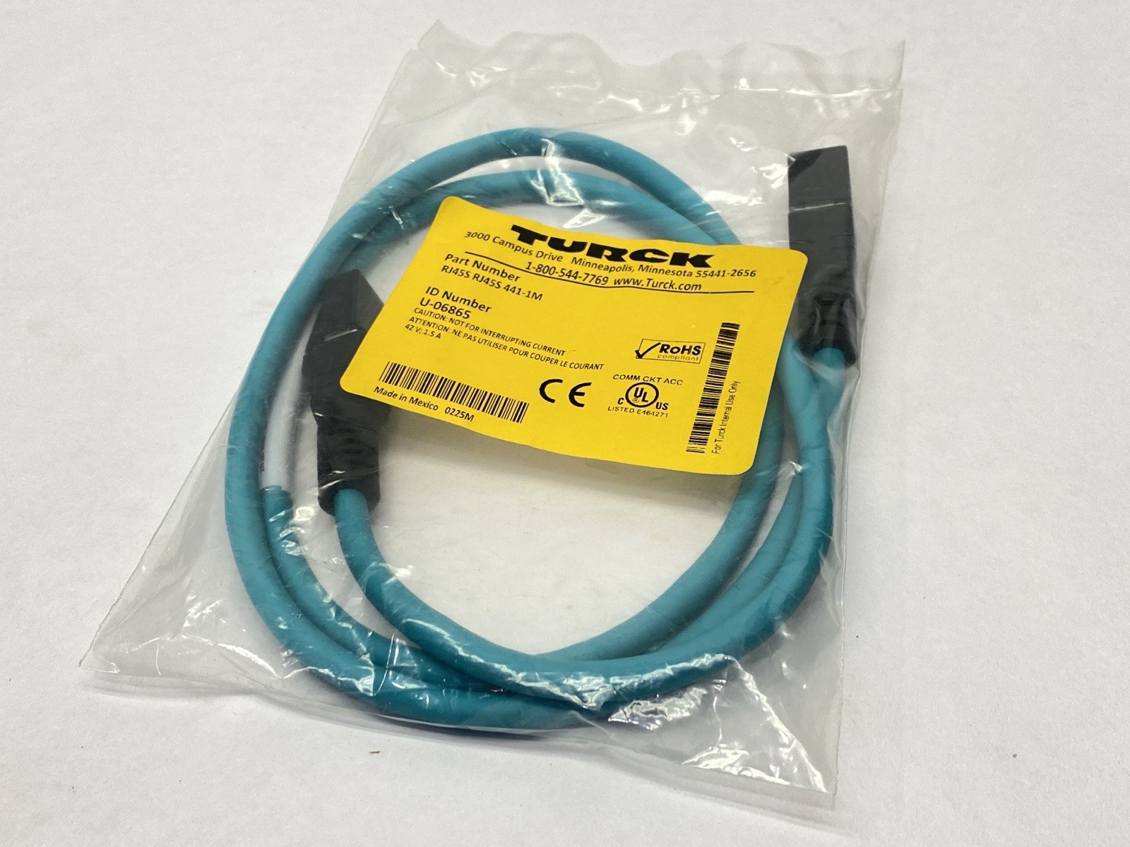 Turck RJ45 RJ45 441-1M Industrial Ethernet Cordset M-M RJ45 1m U-06865
