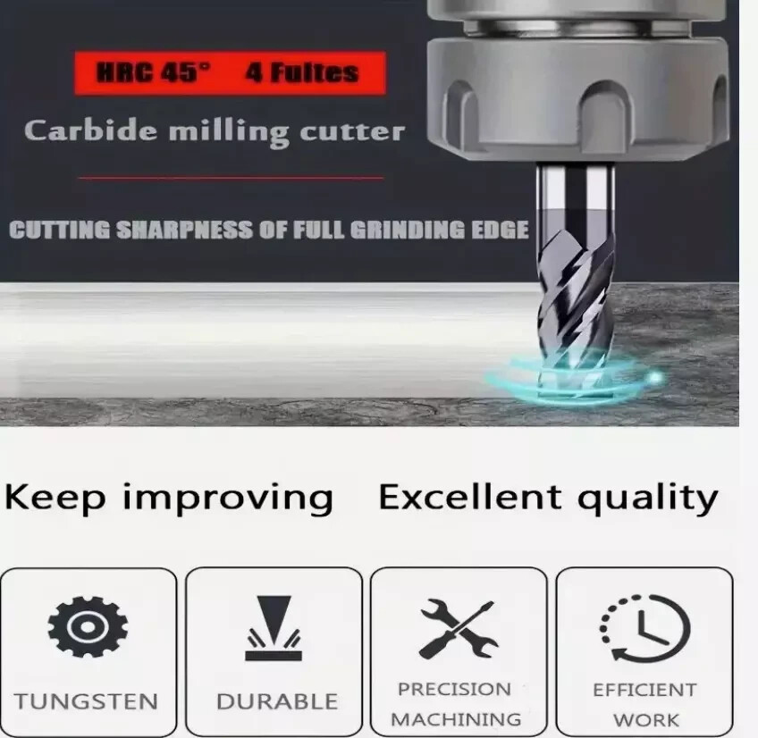 5 PCS 1/2″ 4 Flutes Square Helix Carbide End Mill Bits AlTiCrN Coated HRC 50