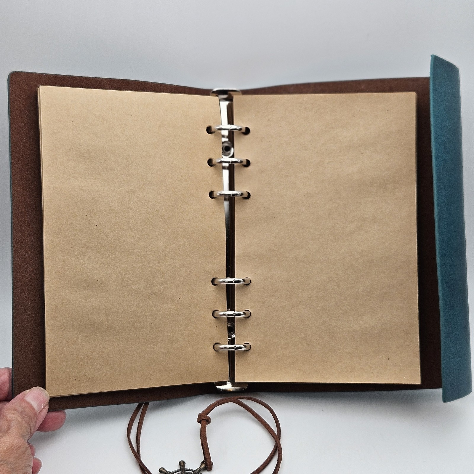 Leather Journal 6 ring Sketchbook Pages w/ 2 New Lined Page Refill Packs