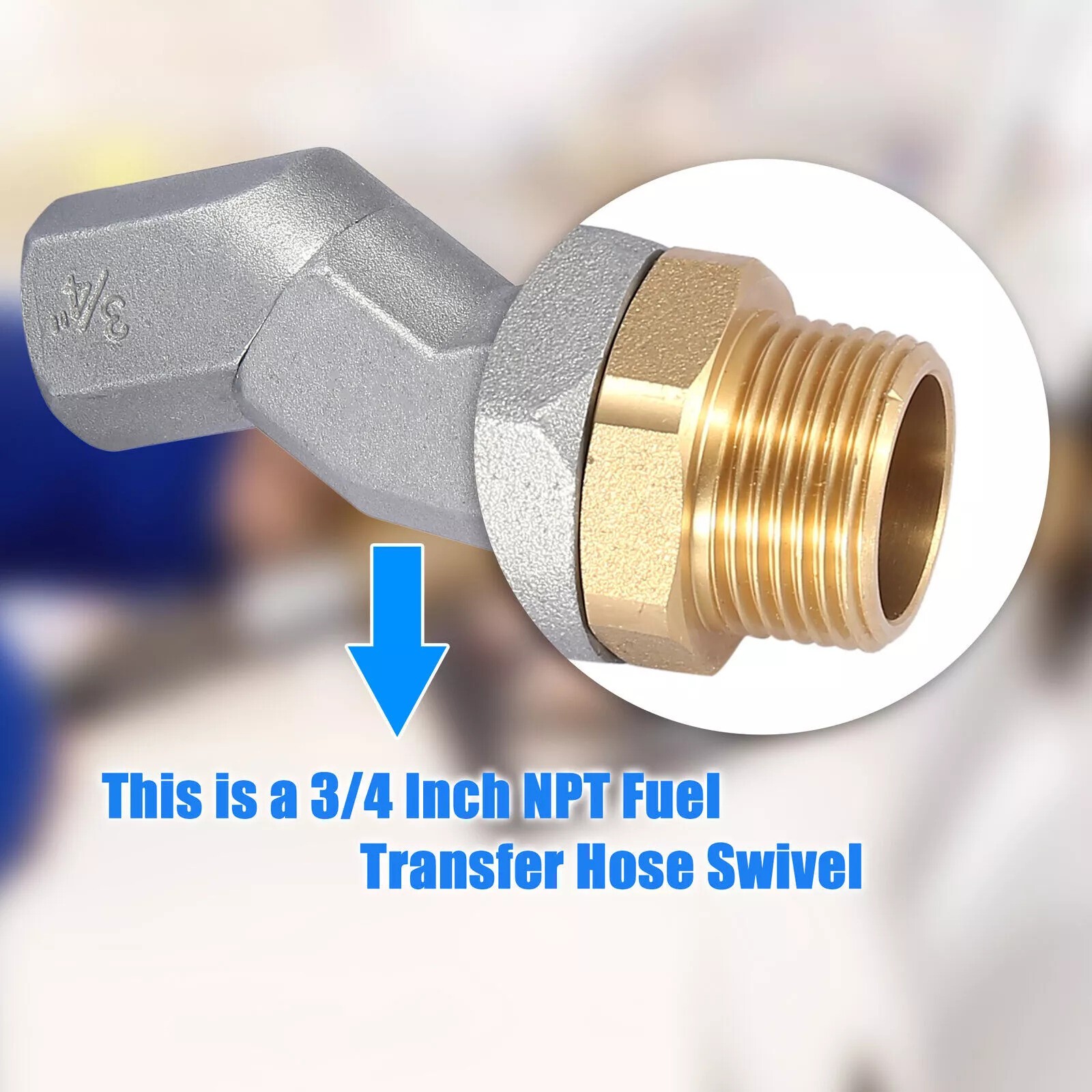 2pcs Car Fuel Swivel 3/4 Inch NPT Fuel Transfer Hose Swivel 360 Rotate Connector