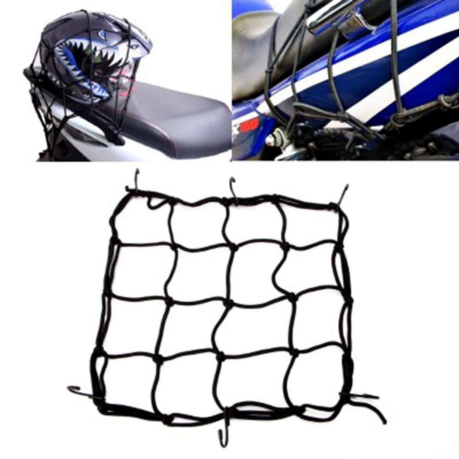 2 PCS Cargo Net,11.8 inch x11.8 inch Rack Bungee Net 6 Adjustable Hooks for B…