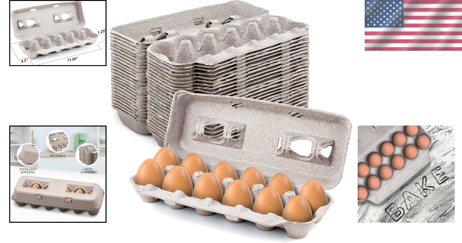 Bulk 25 Sturdy Recycled Pulp Egg Cartons – Holds 12 Eggs Each, Perfect for St…