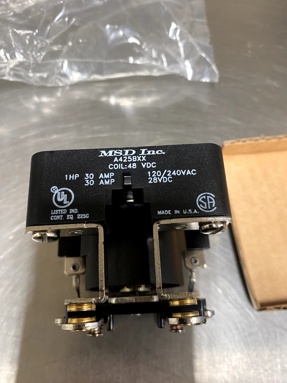 MSD Inc A425BXX Relay With Coil 1HP 30 AMP 120/240VAC / 30AMP @28 Coil=48VDC NEW