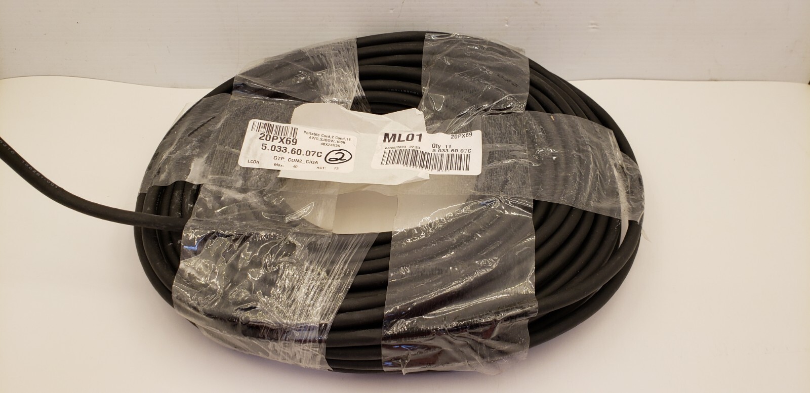 20PX69 PORTABLE CORD, 2 COND, 18 AWG, SJ00W, 100 FOOT ROLL, NNB