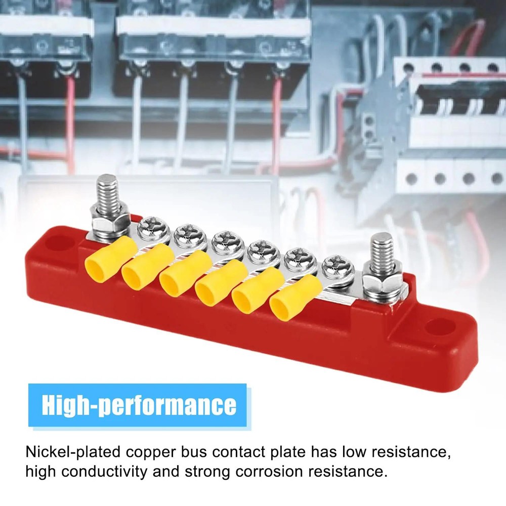 6 Way Bus Bar Power Distribution Terminal 150A Screws Battery Block for Car Boat