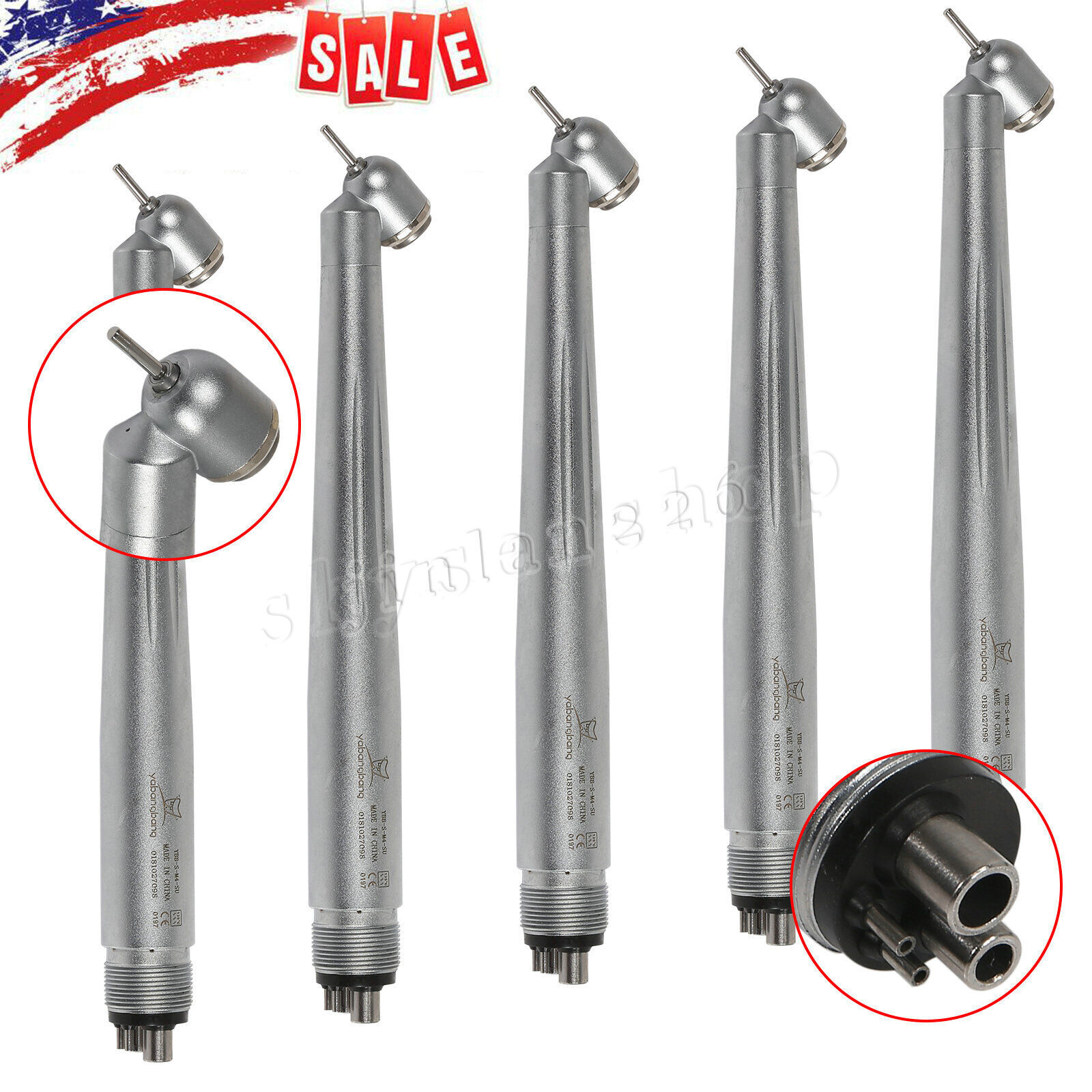 1-5 NSK Style Dental 45 Degree Surgical High Speed Handpiece Push Button 4Hole