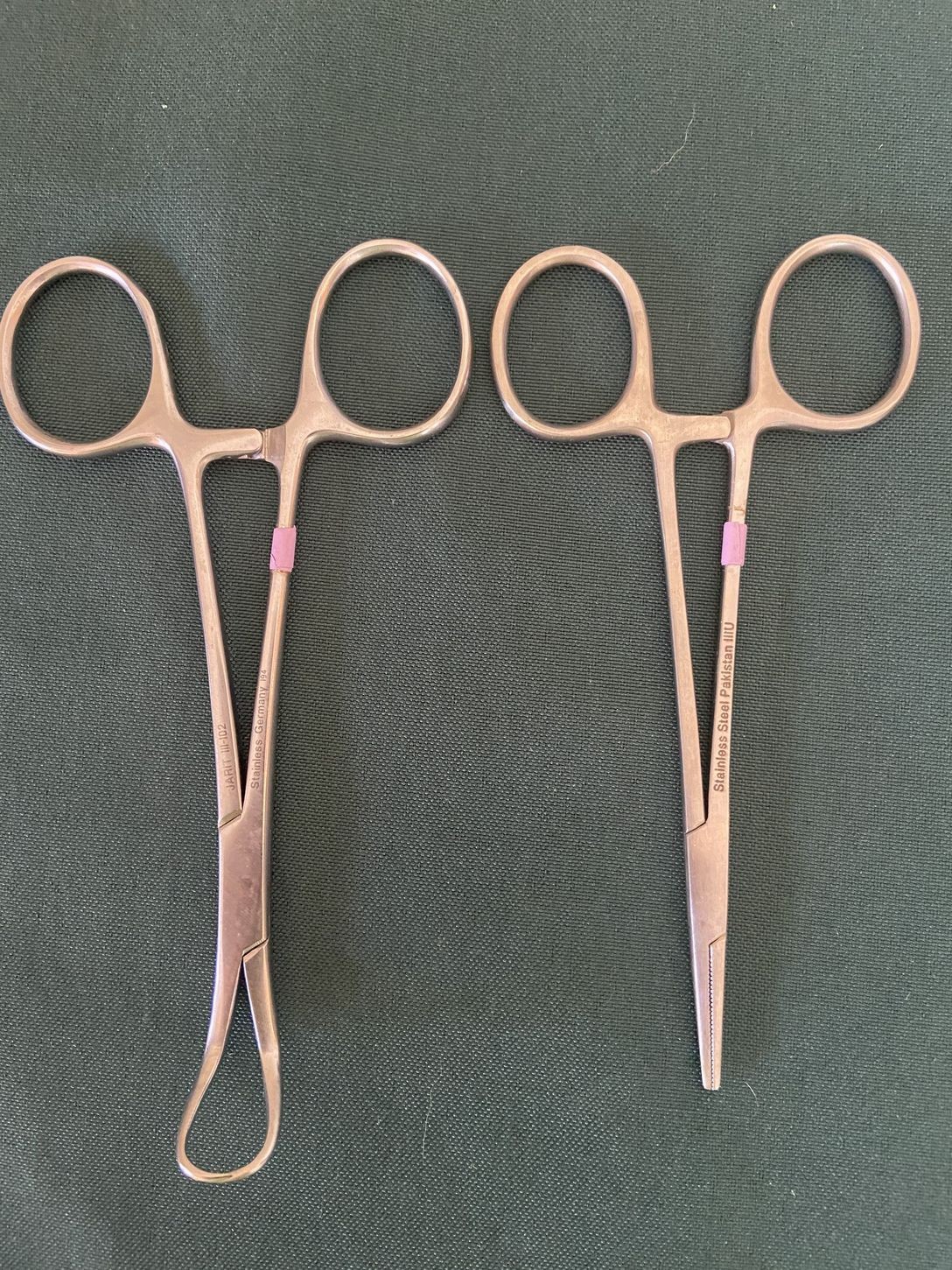 9 Used Medical Forceps 1 Gold Handle Lorenz H&H Co KLS Curved Straight Stainless