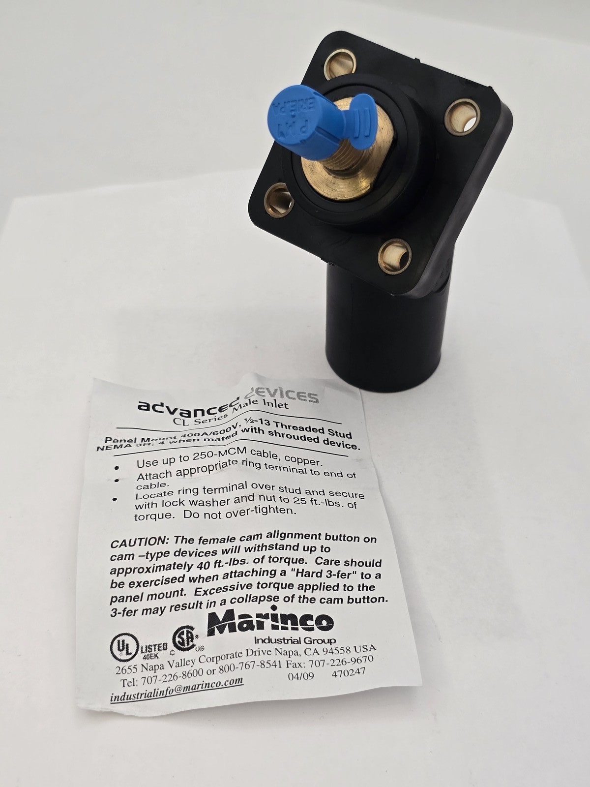 Pass & Seymour PS45MRSBBK 45 Deg Male Panel Mount 1-1/8″ Threaded 400A 600V