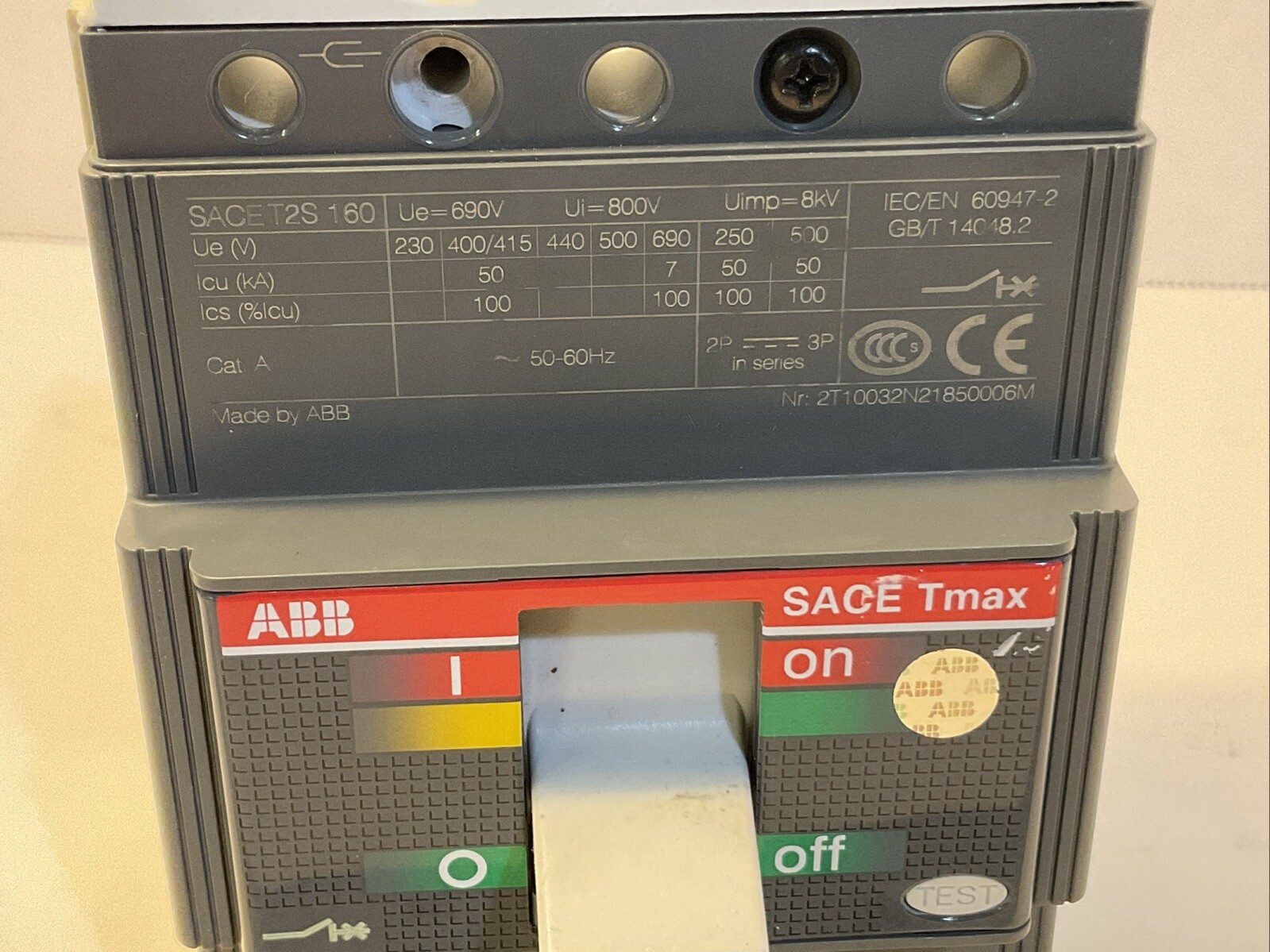 ABB SACE T2S 160 3 Pole Tested Working Circuit Breaker