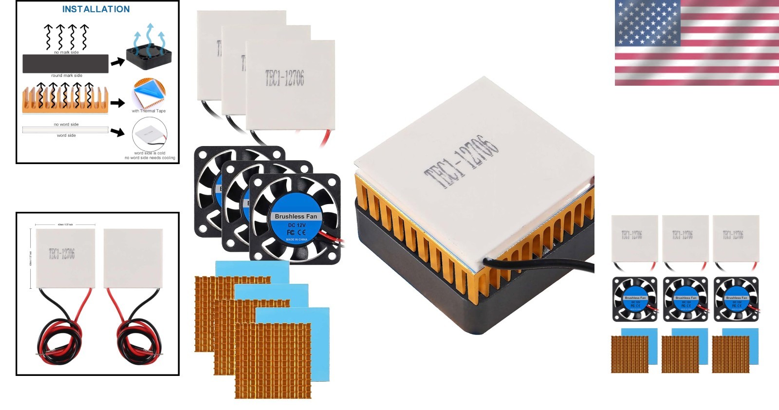 High-Efficiency 12V Cooling Fan & Peltier Plate – 3 Set Thermoelectric Cooler