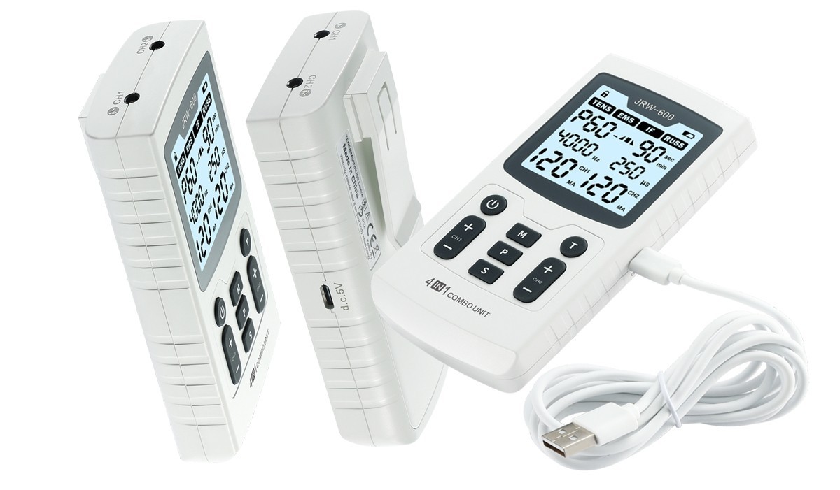 combination electrotherapy mahine 4 in 1 tens+ems+if+russ, 4 in 1 white or black