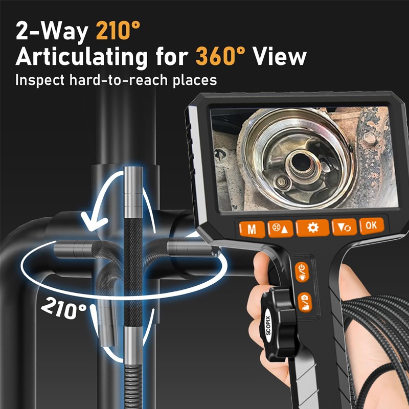 SCOPIX Two-Way 210° Inspection Borescope 6.2mm Endoscope Camera 3.3ft Semi Rigid