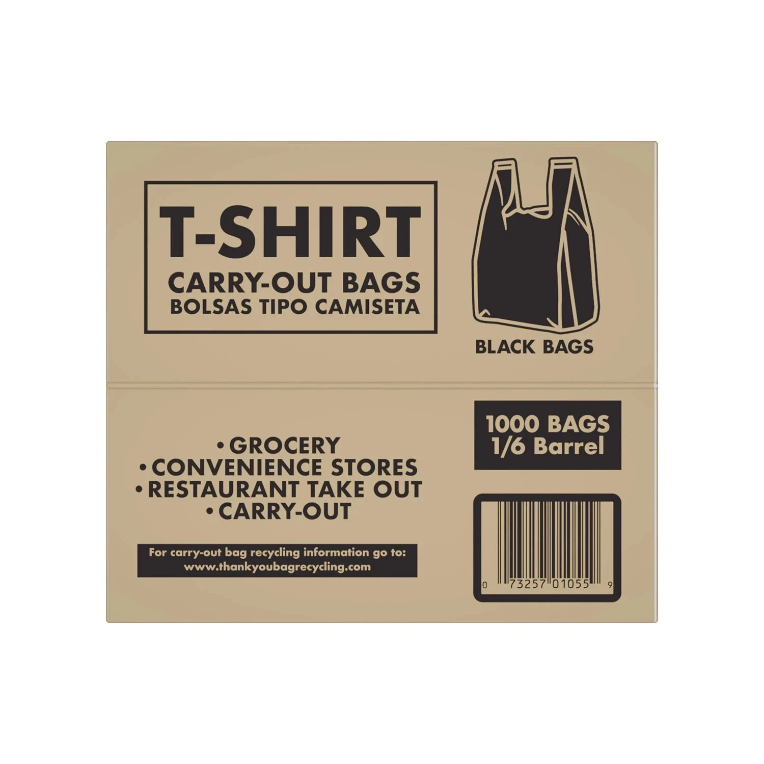Black T-Shirt Carryout Bags, 11.5″ x 6.5″ x 22″ (1,000 ct.) free shipping