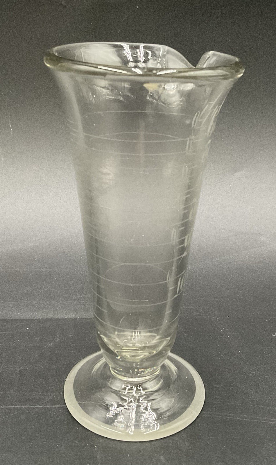 VTG Armstrong Cork Company Laboratory 60cc Etched Glass Beaker Footed 5.25”