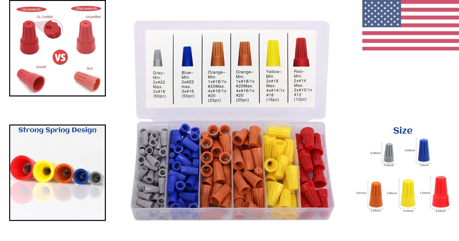 Color-Coded Wire Caps – 180 PCS Nylon Insulated Connectors for DIY Projects