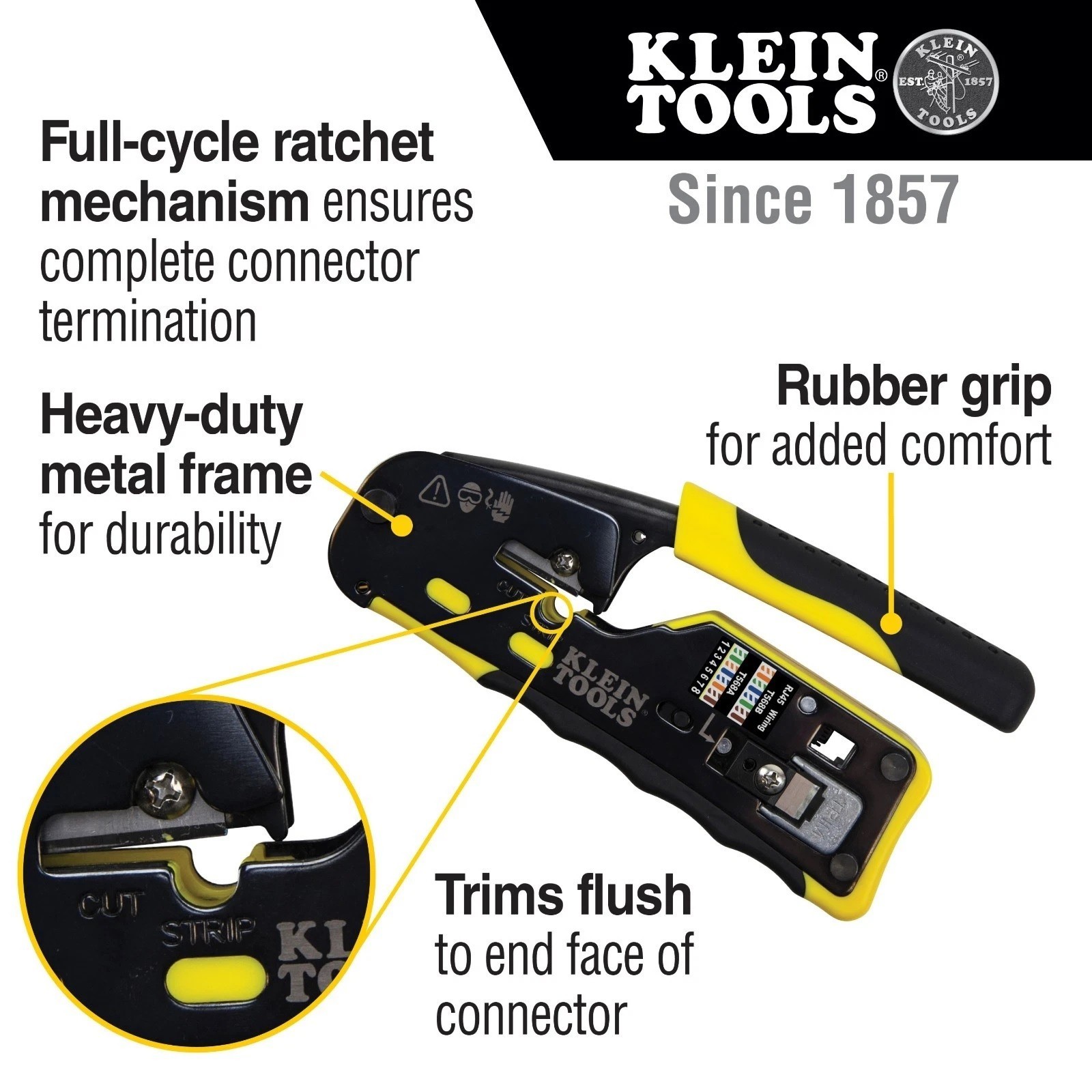 Klein Tools VDV226-110 Ratcheting Ethernet Crimper Cutter Pass-Thru RJ45 NEW🔥