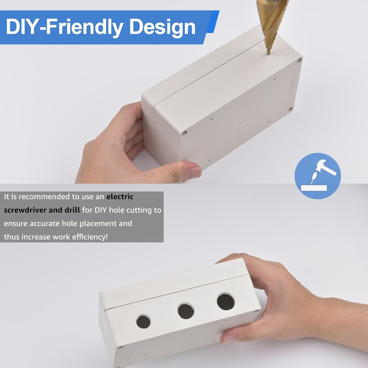 Waterproof White Plastic Project Enclosure DIY Electrical Junction Box Dustproof