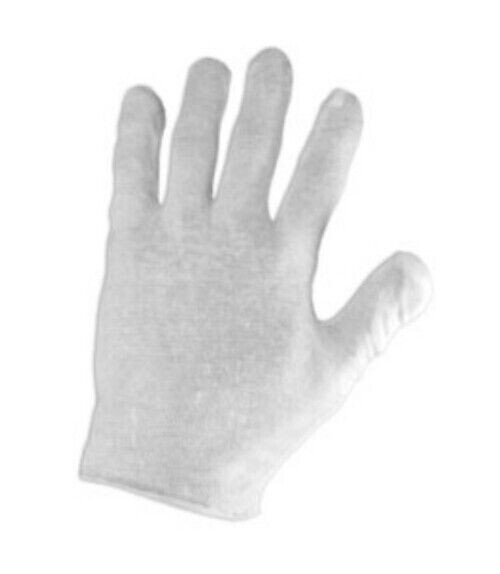 12 Pairs White Inspection Cotton/Poly Lisle Glove Coin Jewelry Light Weight 1 Dz