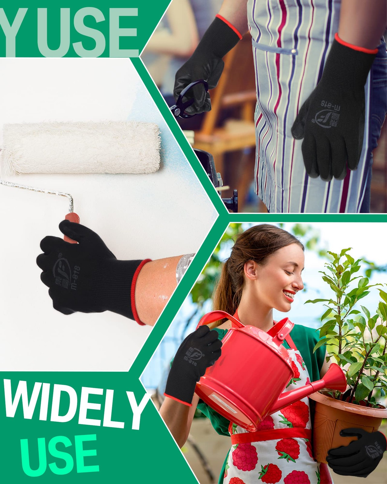 96 Pairs Work Bulk Gloves for Men Women Rubber Coated Safety Garden Gloves for