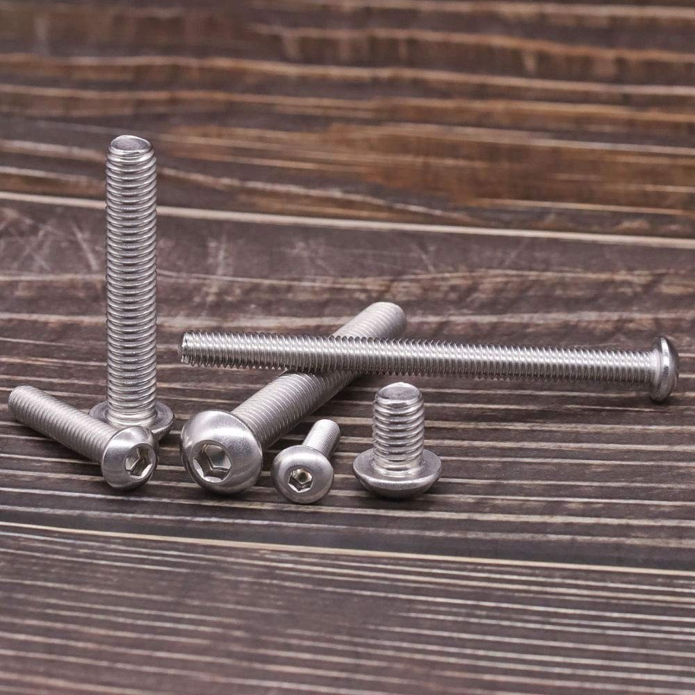 M6-1.0 x 10mm Button Head Socket Cap Screws 304 Stainless M6 x 10mm, Silver