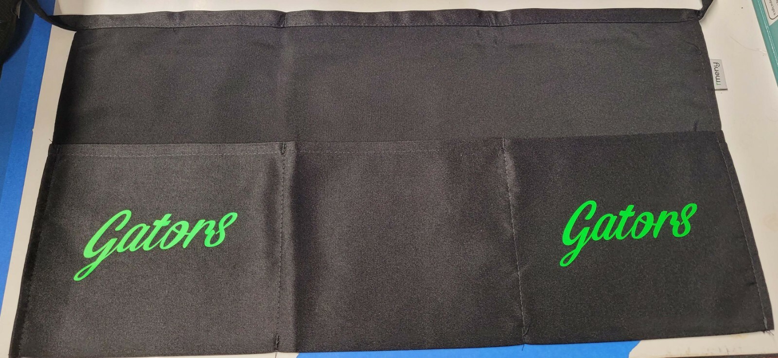 Custom Printed 3 Pocket Server Apron. 24″ x 12″ w/long ties FREE SHIPPING