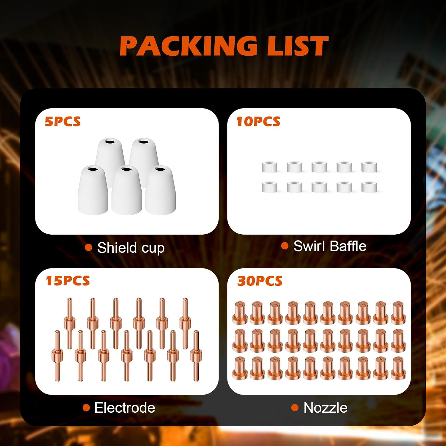 60PCS PT31 Plasma Cutter Consumables Kit Nozzles Electrodes for CUT 40 50