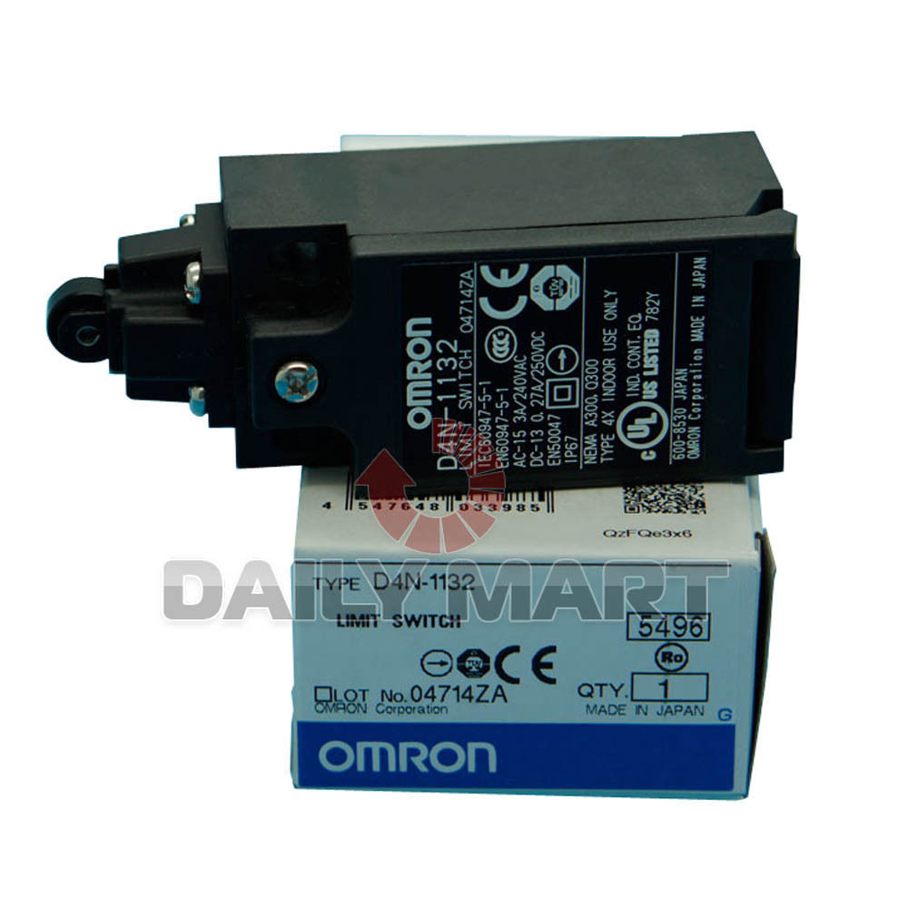 Omron Limit Switch D4N-1132 Top Roller Plunger Screw 70°C 100Mohm Brand New