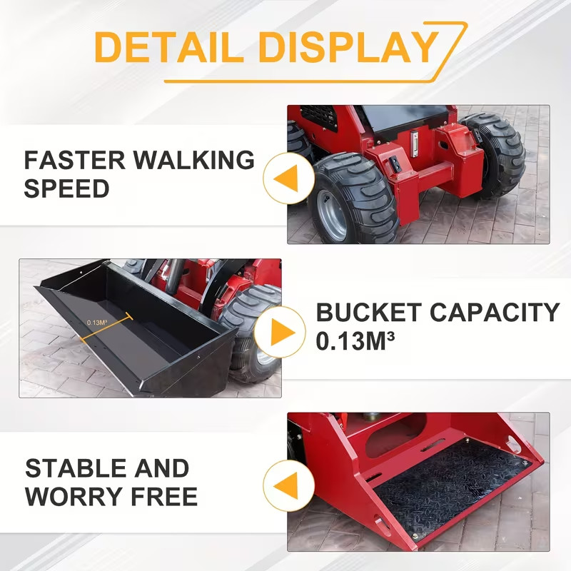 GA/TX pickup 320kg Wheel Type Mini Skid Steer Loader 13.5HP B&SEngine