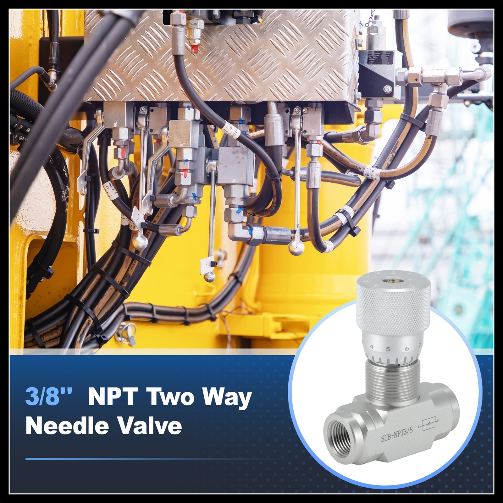 3/8Inch NPT Hydraulic Flow Control Needle Valve 5800PSI Two Way