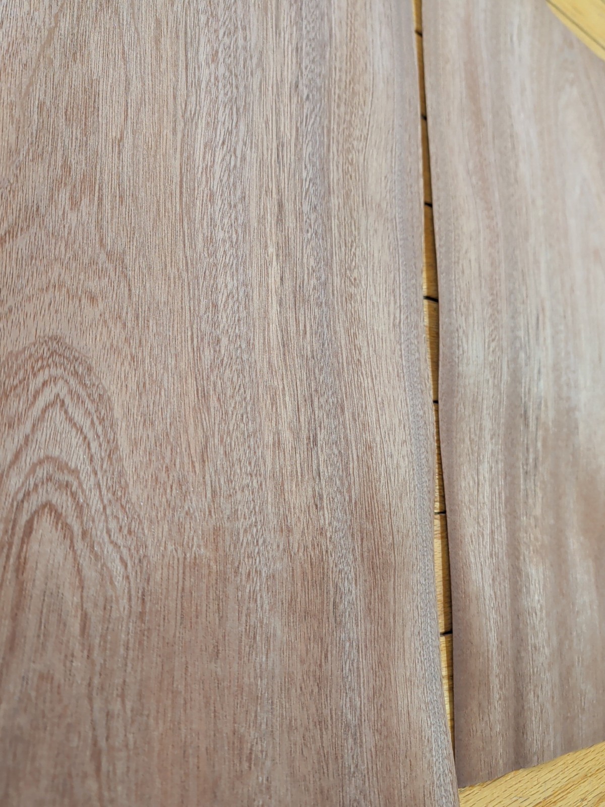 Sapele mahogany wood veneer 2 pieces 10 1/2″ x 21″ each 1/42″ raw buckled