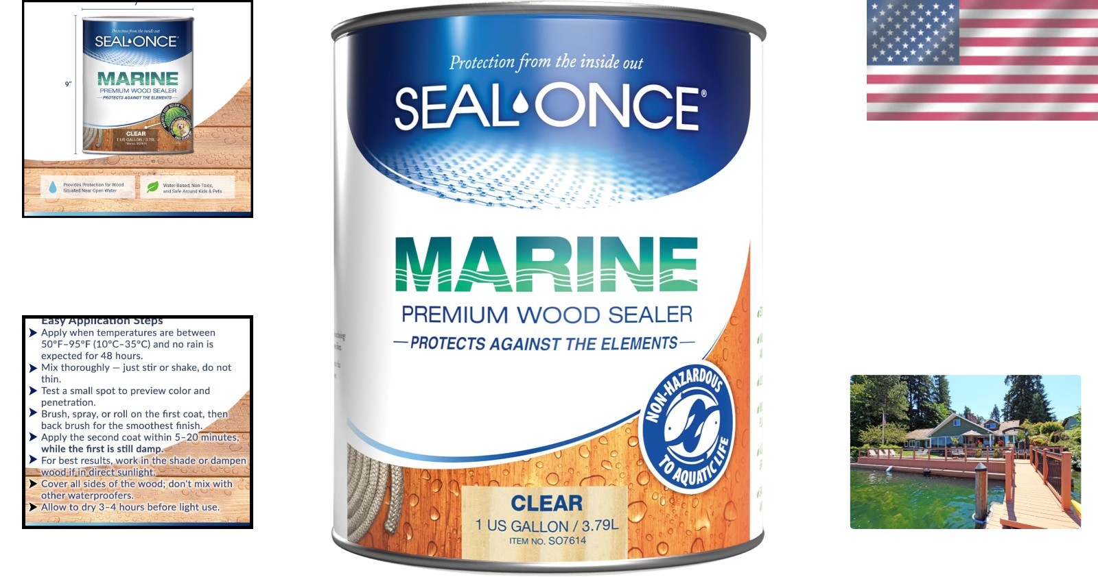 Fast-Drying 1 Gallon Wood Sealer & Stain | Waterproof for High-Moisture Areas