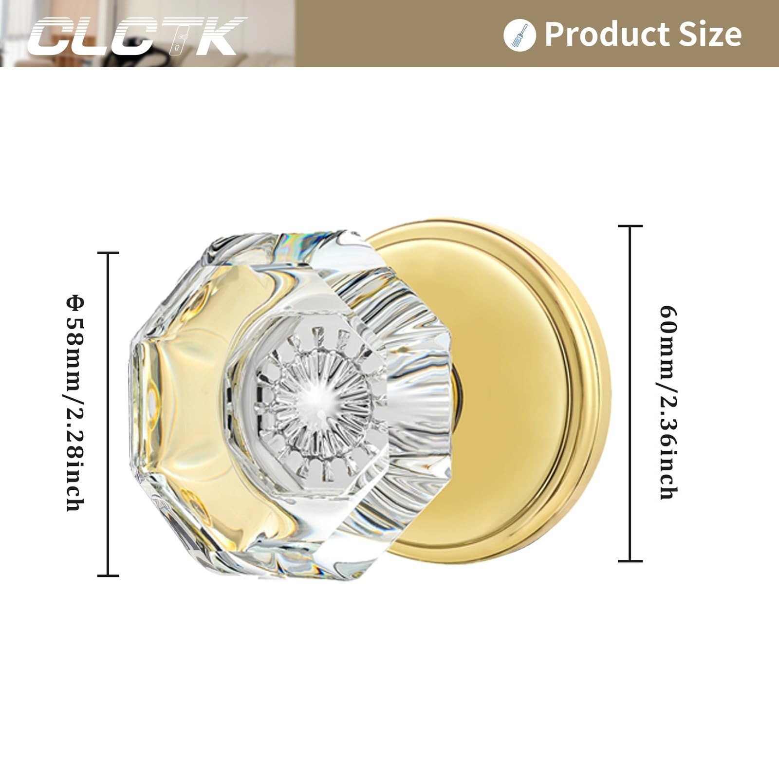 2 Pack Crystal Dummy Door Knobs, Non-Turning Single Side Dummy Door Knob Set,…