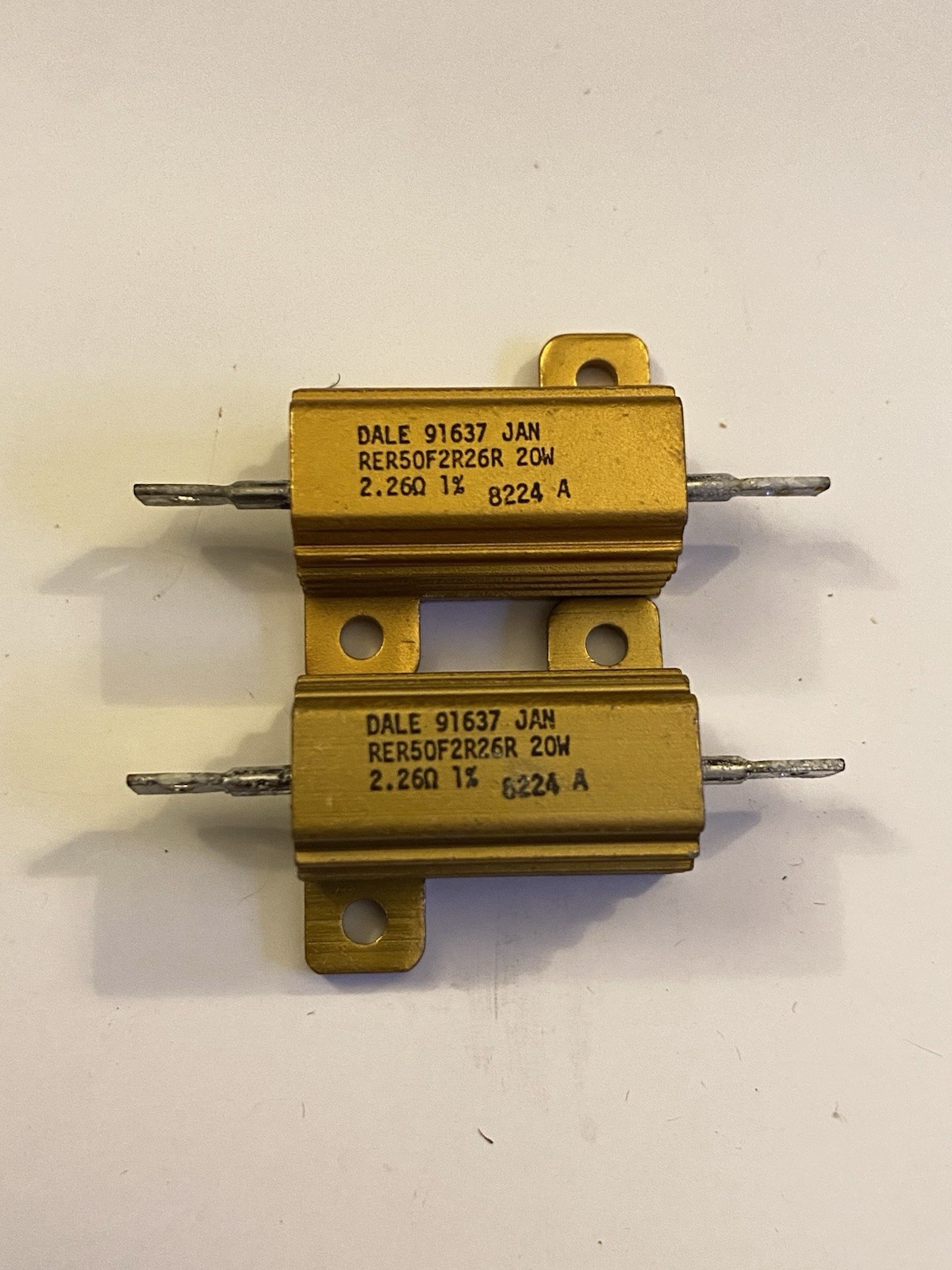 Dale RER Wirewound 2.26Ω 20W ±1% Aluminum Resistor MPN RER50F2R26R (2 Pieces)