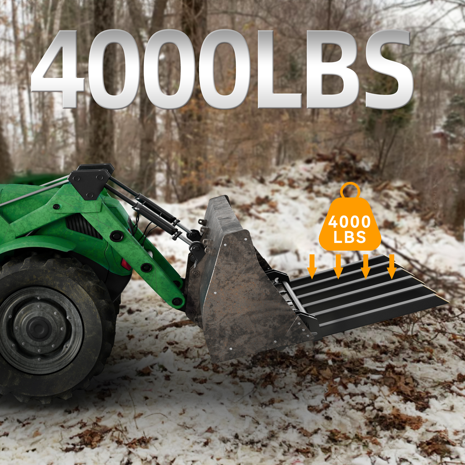 21″ Fork Length Clamp-On Debris Forks Fit 60″ Loader Buckets Skid Steers 4000LBS